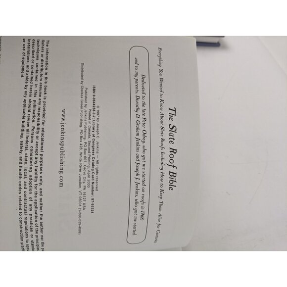 The Slate Roof Bible by Joseph Jenkins (1997) Paperback Book - Picture 7 of 9